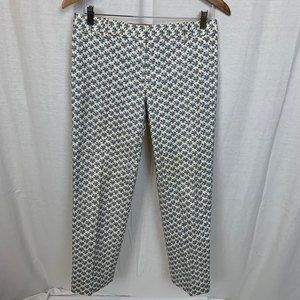 Tory Burch Women's Printed Straight Leg Pants Tuxedo Stripe Cotton Blend Size 4